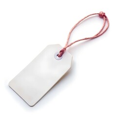 A blank white tag with a string, perfect for labeling items or gifts in various creative projects. Isolated on white background