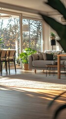 Fototapeta premium Modern Living Room with Natural Light and Stylish Interior Decor