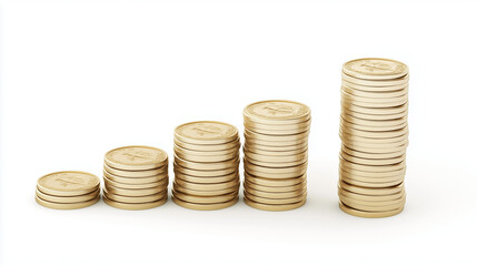 Growth and Prosperity:  A visually compelling image showcasing stacks of gold coins, rising in height, symbolizing financial growth, investment, and the potential for wealth. 