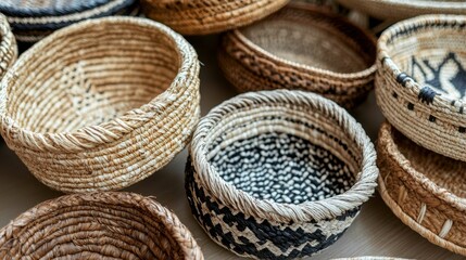 Obraz premium Handcrafted Woven Baskets in Various Styles and Patterns
