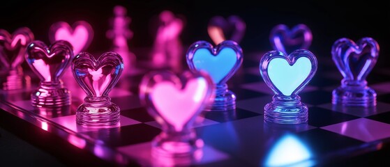 Heart Chess Pieces On Board