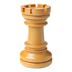 light colored wooden chess rook stands classic and elegant isolated on png transparent background