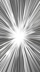 Fototapeta premium Comic book black radial lines overlay on white background. Action lines motion or movement effect. Manga anime cartoon radial speed and abstract pattern