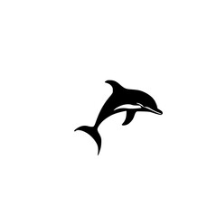 Majestic Dolphin Silhouette: A Black and White Masterpiece of Aquatic Elegance