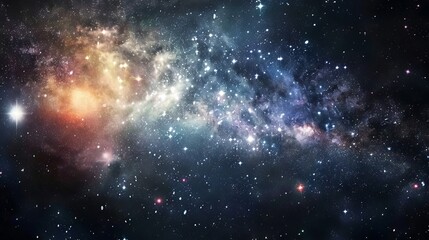 Fototapeta premium Realistic vector space scene showcasing a captivating blue nebula amidst a dazzling starry expanse