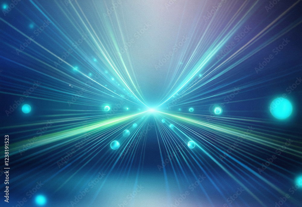 Poster abstract digital artwork depicting a futuristic tunnel. bright, glowing lines converge at a vanishin