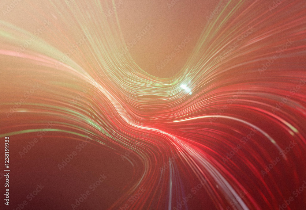 Aufkleber abstract sci-fi background featuring a double exposure effect. swirling, luminous lines in red, gold