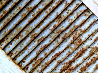 A Close up of Rusty Corrigated Industrial Iron Lined Metal Background