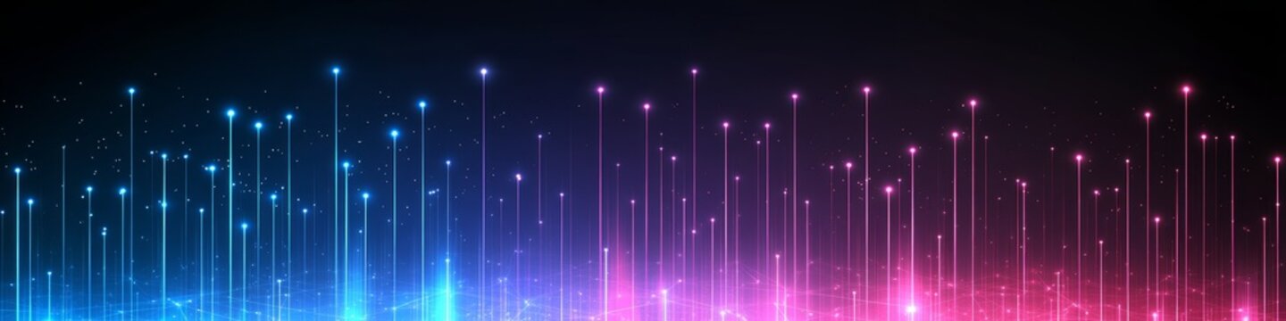 Neon Blue And Pink Vertical Lines On A Dark Background, Digital Network, Modern Technology