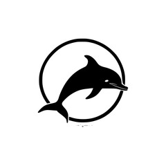 Elegant Dolphin Silhouette in a Circle: A Stunning Aquatic Animal Image