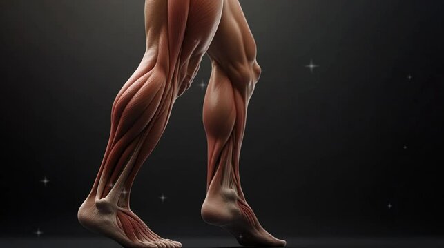 Muscle fibers of the legs on a white background wallpaper photo for studying biology, human anatomy, science.