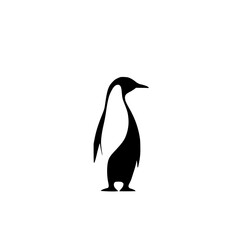 Penguin Silhouette: Minimalist Black and White Animal Graphic