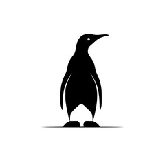 Majestic Penguin Silhouette: Elegant Black and White Bird Icon