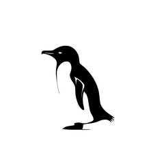 Majestic Penguin: A Stunning Black and White Minimalist Bird Illustration