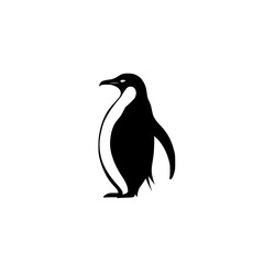 Fototapeta premium Majestic Penguin Silhouette: Elegant Black and White Bird Icon