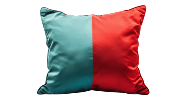 Vibrant dual-toned pillow on transparent background