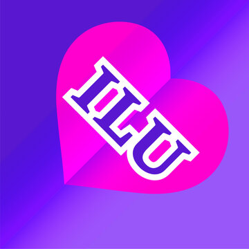 Vibrant Heart with 'ILU' Text on Gradient Background