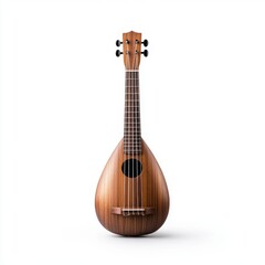 Obraz premium Elegant Wooden Mandolin on a White Background Showcasing Fine Craftsmanship and Timeless Design
