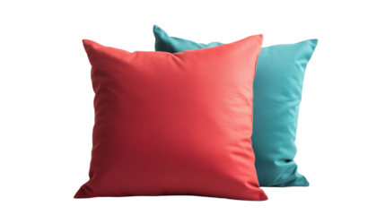 Two soft pillows isolated on transparent background