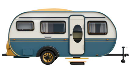 Vintage travel trailer isolated on transparent background: embracing the nostalgia of road trips