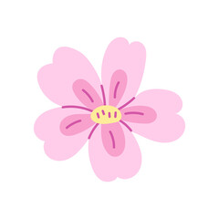 Fototapeta premium Cherry Blossom hand drawn pink flower. Vector illustration of sakura in flat style. Beautiful spring blooming. Japanese Hanami symbol