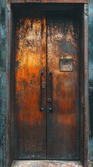 Fototapeta premium Rustic Steel Door with Weathered Texture and Rusty Finish