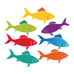 Fototapeta premium A group of fish silhouettes vector-8