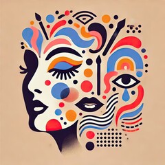 Obraz premium International Face and Body Art Day with colorful designs, unique techniques, and endless possibilities! . illustration Minimalism