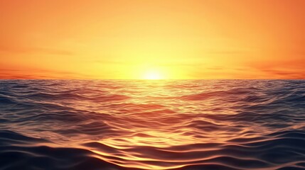 Obraz premium Sunset over ocean waves nature idea. Serene ocean waves reflecting a stunning sunset in warm orange hues.