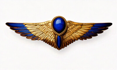 gold and lapis lazuli egypt wings isloates on white