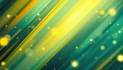 Vibrant abstract green and yellow light streaks with bokeh effect