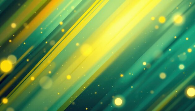 Vibrant abstract green and yellow light streaks with bokeh effect