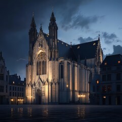 Fototapeta premium Gothic cathedral at twilight