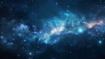 Fototapeta premium Captivating cosmic panorama showcasing a dazzling array of stars in the vast night sky, highlighting a stunning galaxy in the depths of outer space