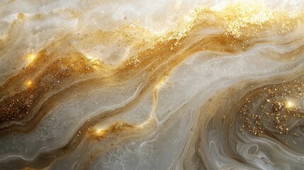 Obraz premium Abstract White and Gold Marble Texture with Glittering Elements