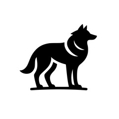 Majestic Wolf Silhouette: Elegant Black and White Animal Logo Design