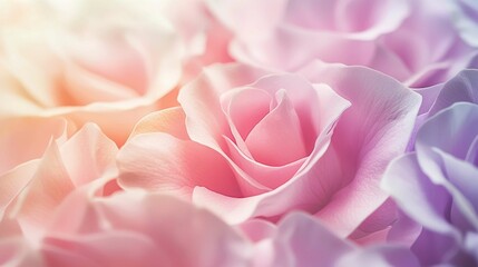 Soft Pink and Lavender Roses in Bloom Against a Dreamy Background