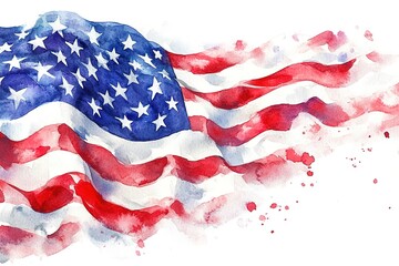 Watercolor Illustration of the American Flag, a Patriotic Design