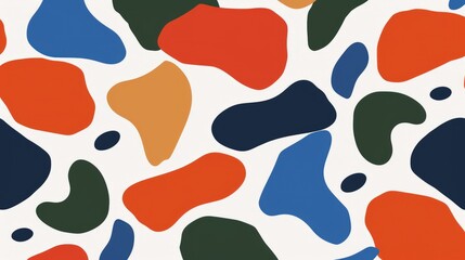 Abstract Colorful Shapes Seamless Pattern Background: Vibrant Organic Forms Design for Textile, Wallpaper, and Digital Prints