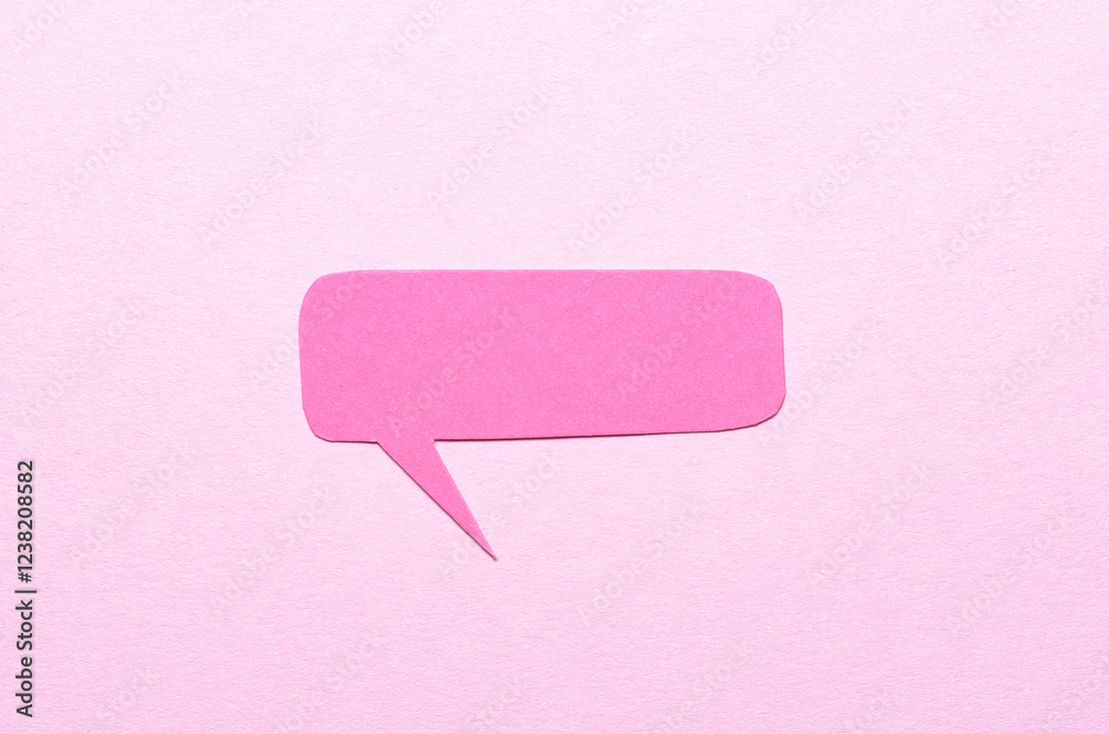 Poster cut out blank paper speech bubble of rectangular shape and rounded corners with copy space for text 