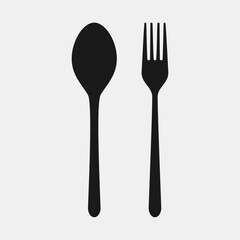 Black simple spoon and fork icon