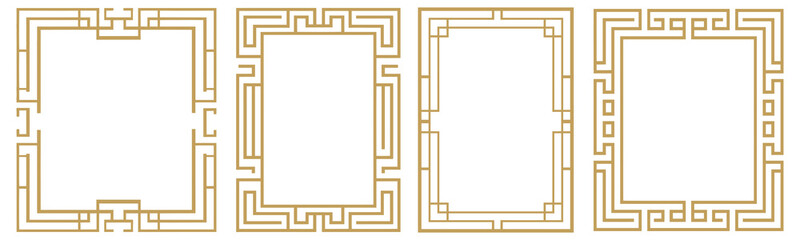 PNG Elegant geometric gold frames design on transparent background