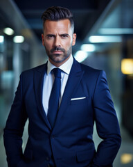 Fototapeta premium Confident Businessman Portrait, Modern Office - Authenticity