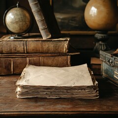 old books and globe