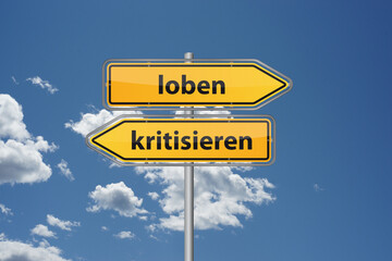 Direction Sign The Contrast Between Praise And Critique In Communication And Feedback