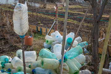 Sibiu, Romania - January 30, 2025. Abandoned places and garbage on the edge of the city near new...