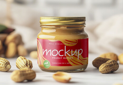 Peanut Butter Jar Packaging Mockup for Design and Branding Projects