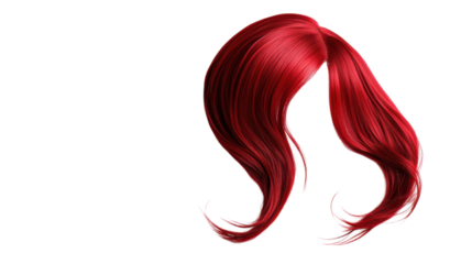 Vibrant red hair isolated on transparent background