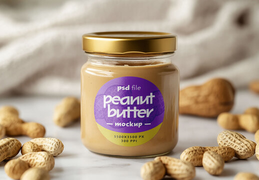 Peanut Butter Jar Packaging Mockup for Design and Branding Projects