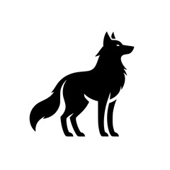 Majestic Wolf Silhouette: A Striking Black and White Vector Graphic